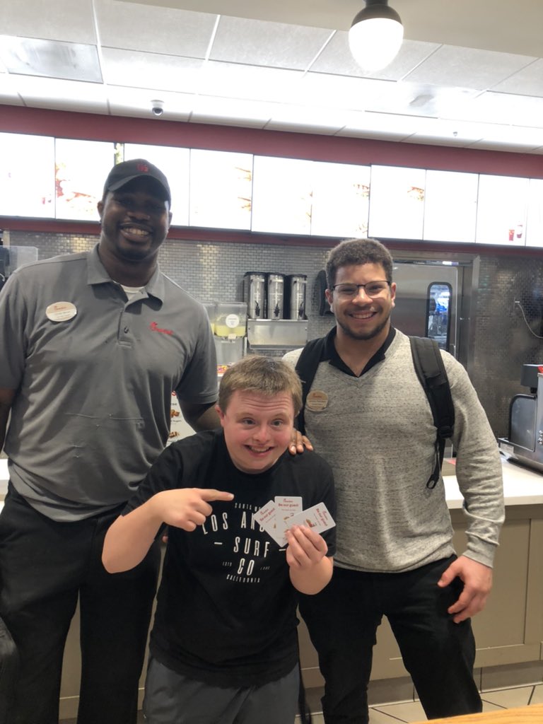 .<a href="/Chik_Fil_A/">Chik_Fil_A</a> your @Cfaterrillroad team is always amazing, but especially tonight!  Thank you Chris and Jeremy making Quinn’s night!  True #DiversityandInclusion #DownSyndromeAwarenessMonth