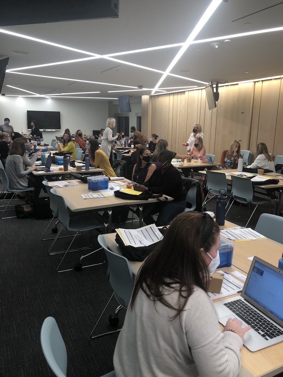 APSLiteracy's tweet photo. Great to be in person with our reading specialists for a day of learning today!  Thank you @SuptDuran for the swag bags and Scholastic books! https://t.co/54MMhjj7JI