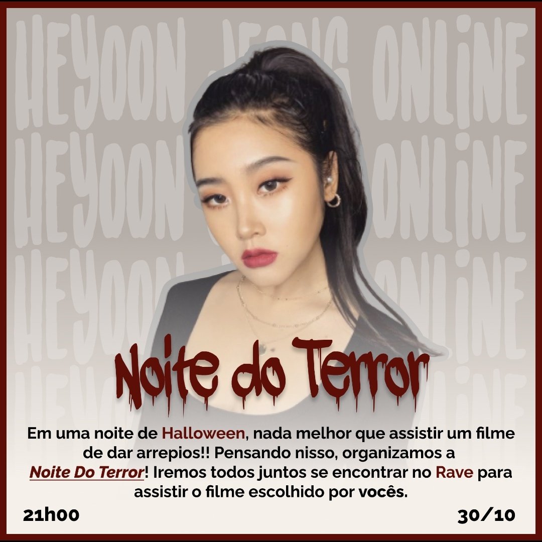 HeyoonOnline's tweet image. NOITE DE TERROR DO HJO! 

No dia 30, às 21 horas, teremos uma noite do terror no Rave! Nós assistiremos um filme escolhido por vocês através do forms aqui embaixo! Os ingressos (gratuitos) estarão disponíveis a partir do dia 28, aguardamos vocês lá! 👀
🔗 forms.gle/psQx4pWqTjLgYb…
