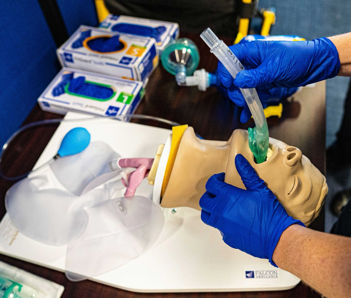 FalconAmbulance's tweet photo. Successful LMA training today! Very proud of our EMTs for learning some new skills to provide enhanced patient care.

#training #ems #flywithfalcon #patientcare #ambulance #bayarea https://t.co/l1HAvH4SKb