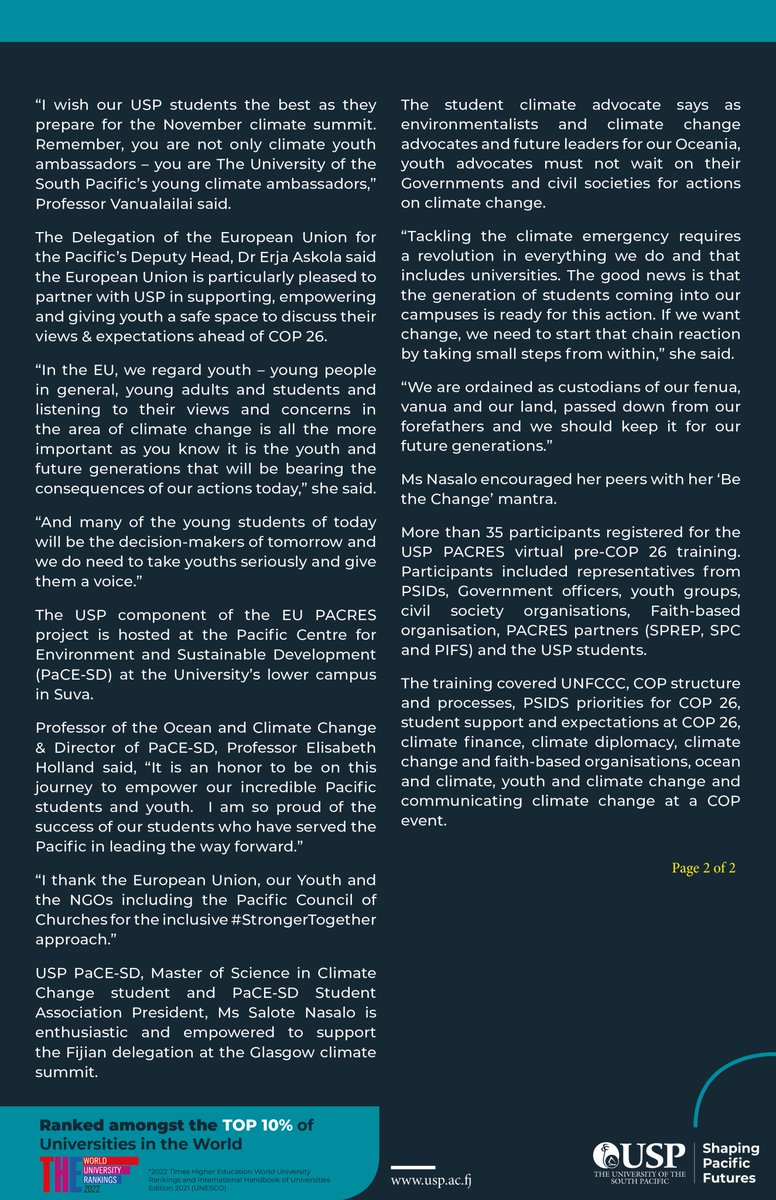 The University of the South Pacific tweet media