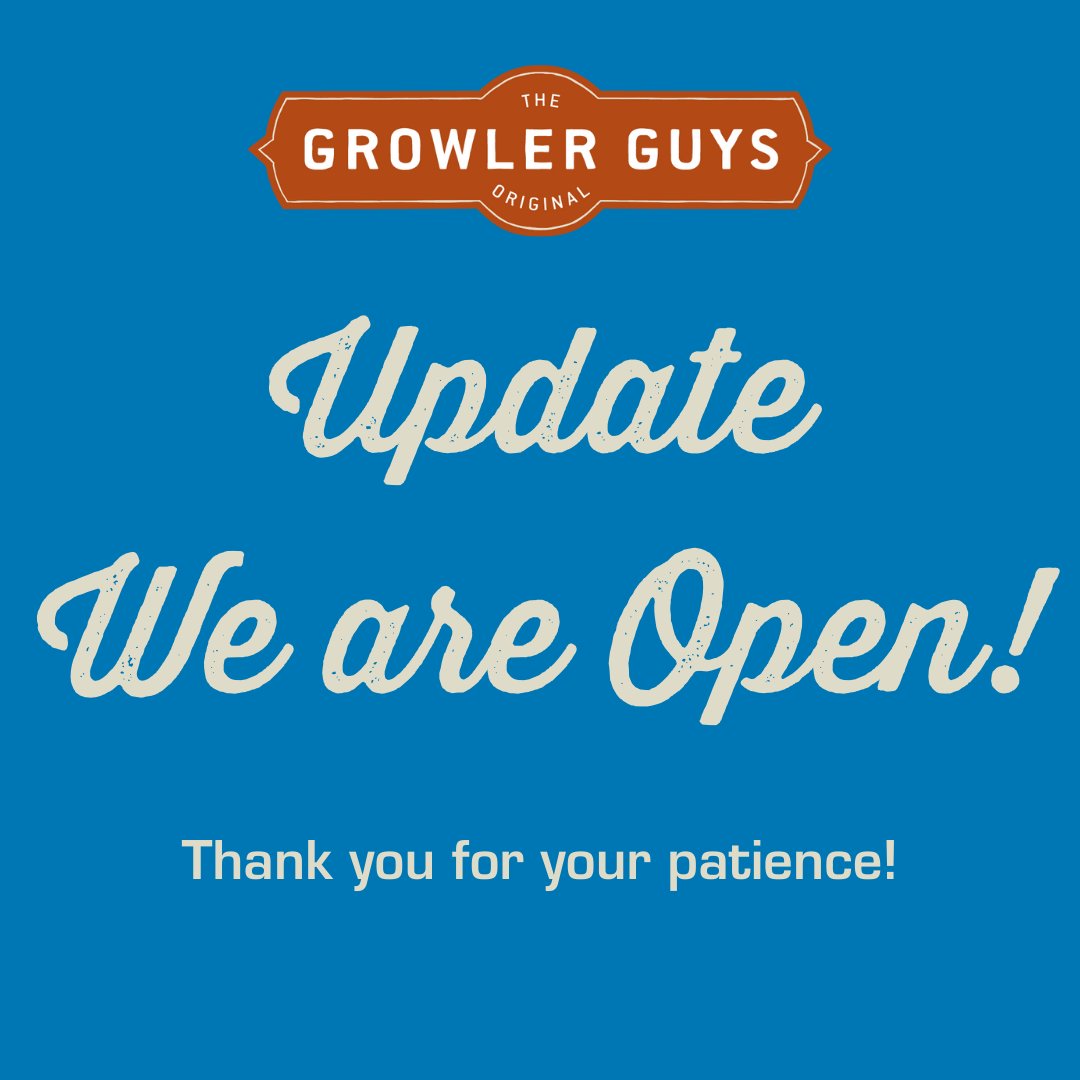 We are back open! We look forward to serving everyone again and will have more details on the delayed opening soon. We appreciate your support! 🍻