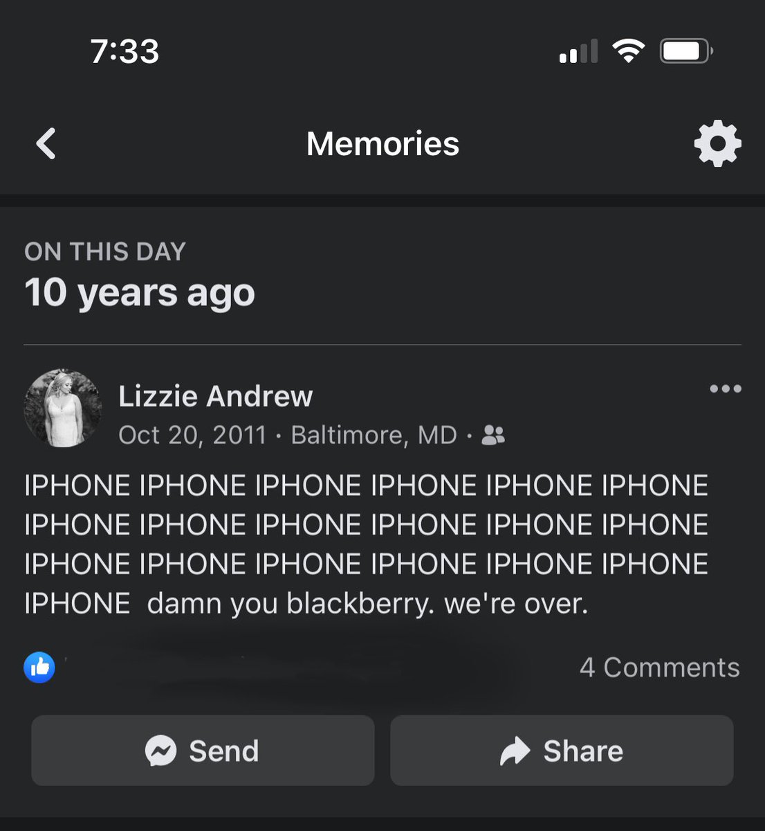 10 years ago today, blackberry crashed for users around the world and I left class to buy an iPhone. Happy anniversary 📱 #iPhoneLoveStory