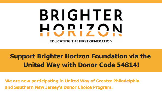 You can make a donation directly to  Brighter Horizon Foundation through your employer’s United Way campaign by contacting your HR and requesting a Donor Designated Funds Form for the United Way Donor Choice Program. Designate BHF on your form by DONOR NUMBER 54814. #unitedway