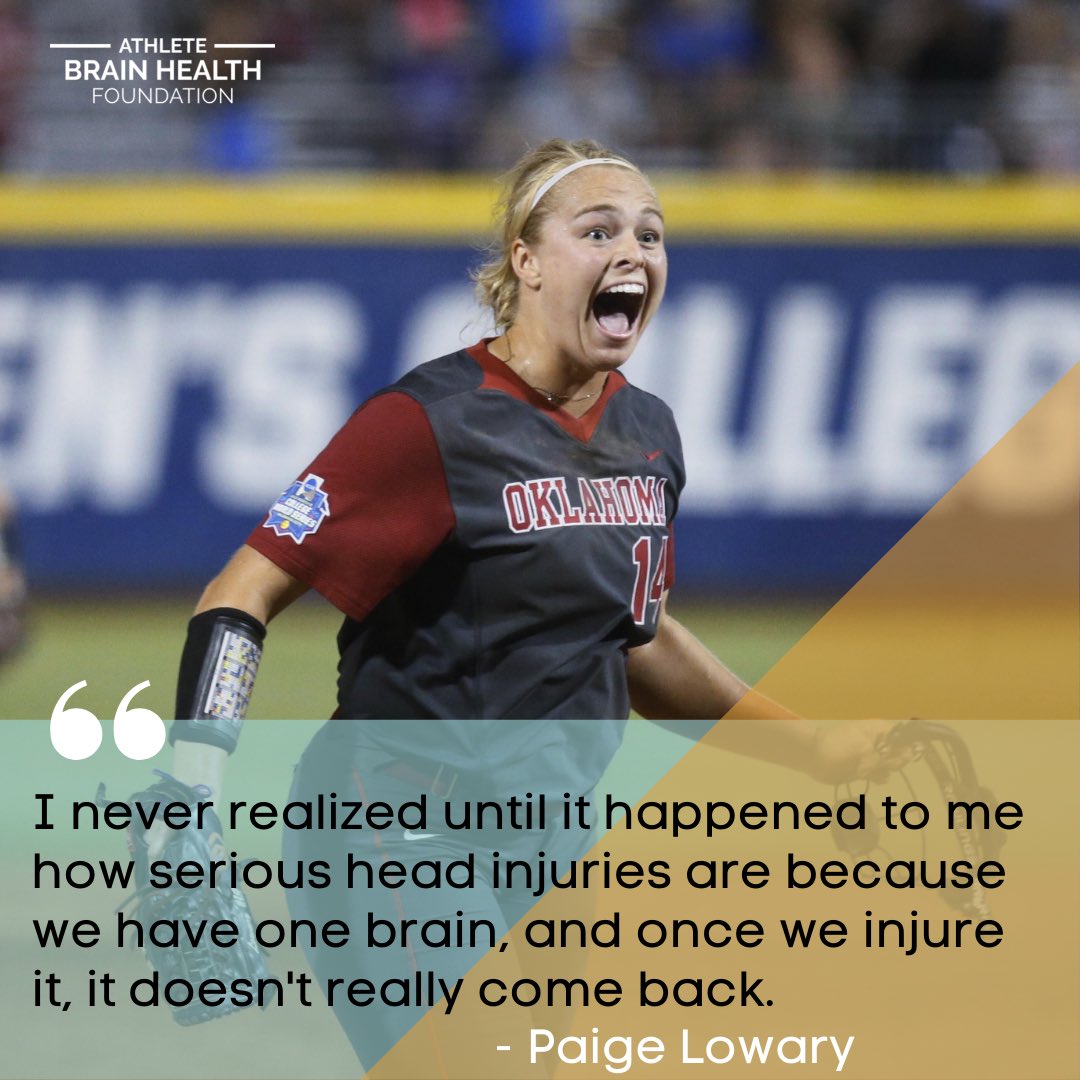 AthleteBrainFdn's tweet photo. Head to the link in our bio to watch @FloSoftball’s video feature on Paige Lowary, who suffered a TBI after being hit in the head with a line drive while pitching. She shared her story and emphasized the importance of prioritizing brain health - give it a watch! https://t.co/9rHicrtshb