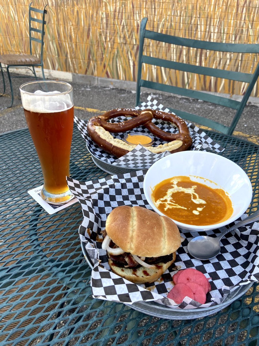 Morris_Tourism's tweet photo. What's that we spot? A large soft pretzel? Carrot ginger soup? Brisket sandwich? It must be October! But not for long. Head to Stone's Throw Cafe to get a taste of these fall favorites. Don't forget to pair it with their seasonal Octoberfest beer! https://t.co/7pRRnWqoHK