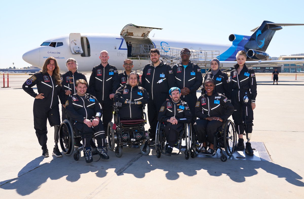 Eric_Ingram's tweet photo. It's amazing to think that with such a short amount of time together we bonded as much as we did. Cheers to an amazing crew, I look forward to flying with you again.

@astroaccess @GoZeroG #astroaccess #missionastroaccess #makespaceaccessible https://t.co/x85x9OBCe8