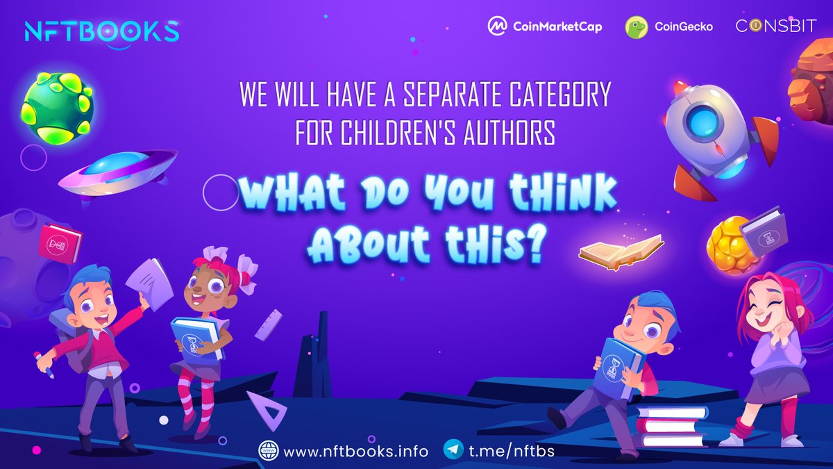 nftbstoken's tweet photo. We received at least three comments from parents on how they would help their children publish books on #NFTBOOKS . 

What do you think about that?
#WeAreRealBookers #PublishEcosystem #NFTBooks #BookSwarmArmy $NFTBS #Kidsauthors #Kidlovebooks https://t.co/4TMNhQ36lf