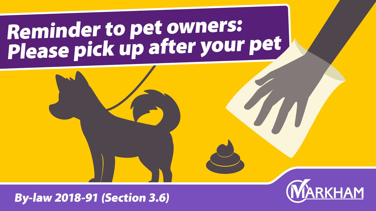 MarkhamBylaw's tweet photo. A reminder for dog owners to stoop & scoop! Please pick up after your pet & dispose of pet waste in the green bin at home. Help keep Markham beautiful!
for more info: https://t.co/S98k0y0I4E
#MarkhamCares #KeepMarkhamBeautiful https://t.co/SVzSFZQs7k