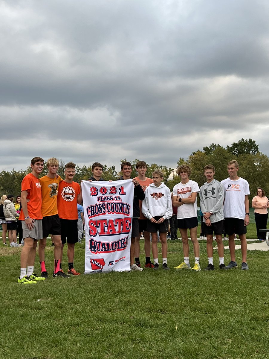 pxcunited's tweet photo. The boys are State Meet qualifiers for the 14th consecutive season!!! 

Boys edge a great Kennedy team by 2 points for the final spot. Anthony Lee led the way in 7th and Brady Cortez was 13th! 

Huge race from Jackson Sickels to finish 3rd for Prairie! Cooper and Canton next! https://t.co/iaLF5GlDXo