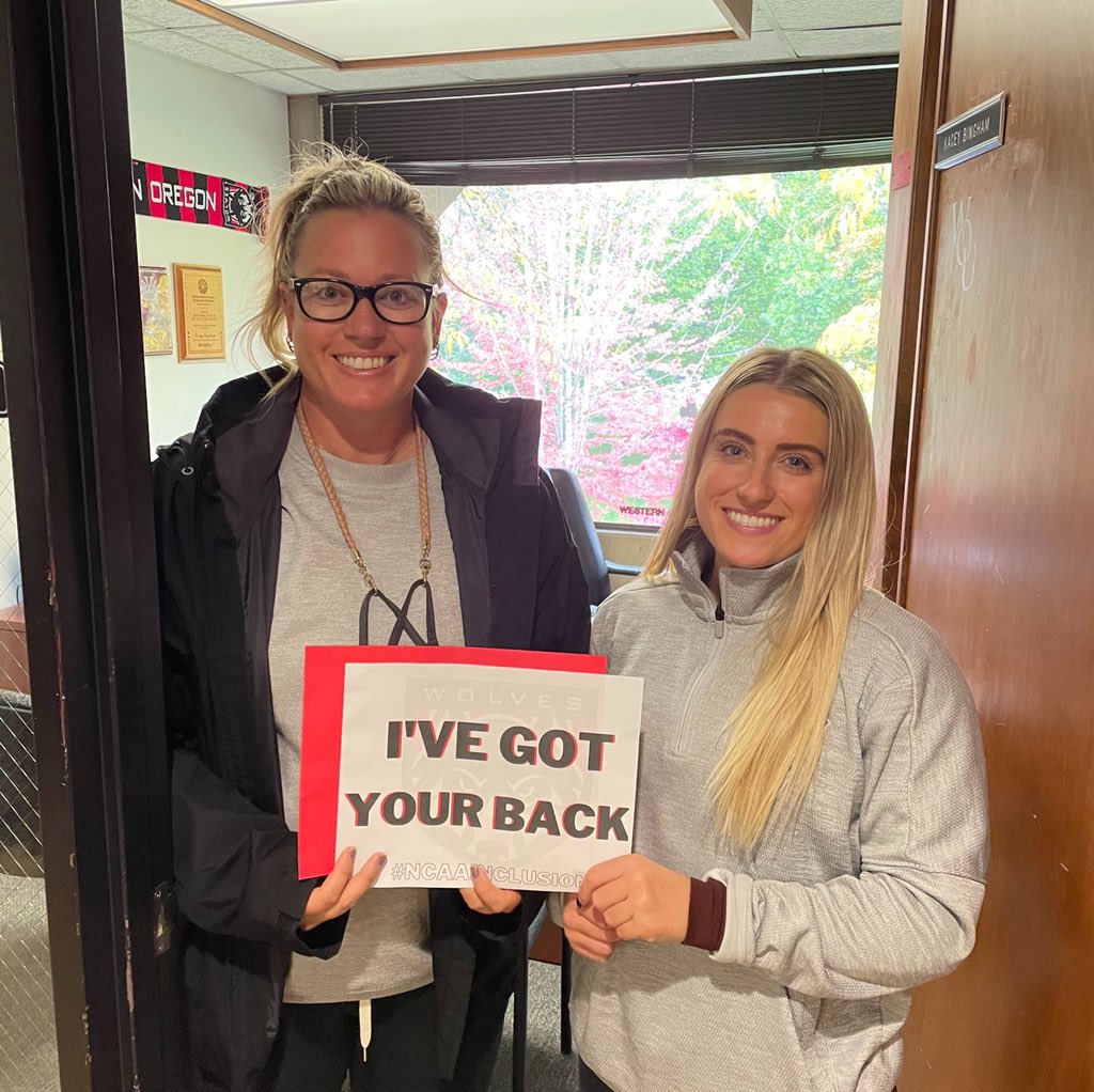 WOU_Wolves's tweet photo. We have your back! Help us promote diversity, equity and inclusion within our department, campus and community! #NCAAInclusion #GNAC https://t.co/6LDJxivXQJ