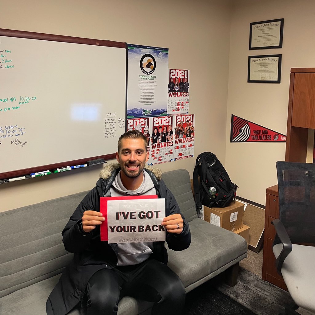 WOU_Wolves's tweet photo. We have your back! Help us promote diversity, equity and inclusion within our department, campus and community! 
#NCAAInclusion #GNAC https://t.co/Zzd1kEqss0