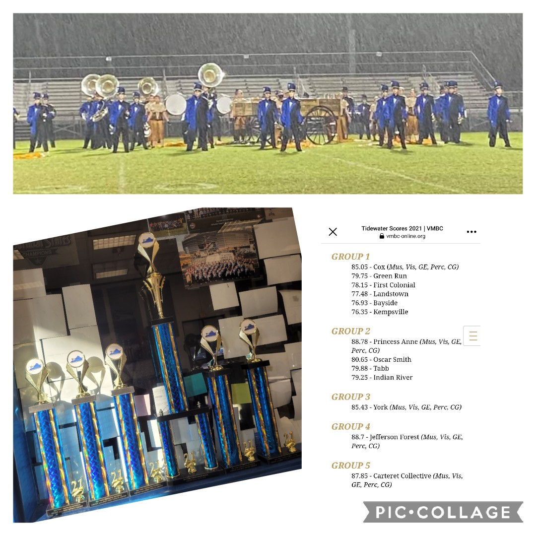 YorkFalconBands's tweet photo. Saturday's rainy 2021 VMBC Tidewater Regional Band Competition results - YHS was 4th overall & earned:
Group AAA 1st Place
AAA Best Music
AAA Best Visual
AAA Best General Effect
AAA Best Percussion
AAA Best Color Guard
CONGRATS!
#YHSFalconBand #YHSFalconGuard #FalconFam https://t.co/8JF0yoKbOx