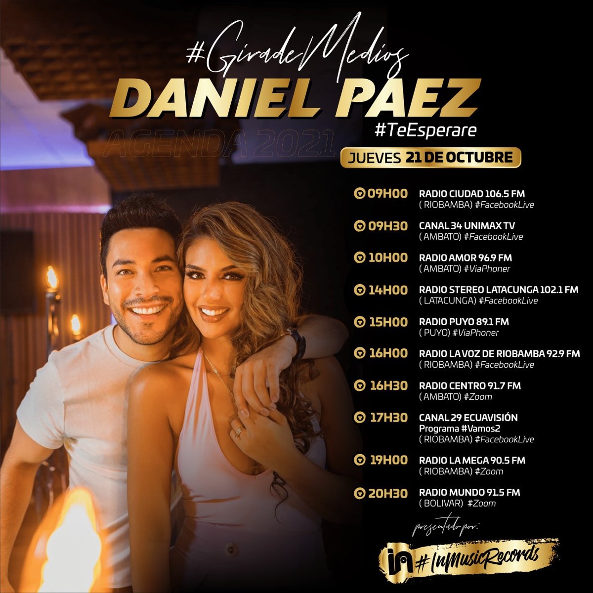 inmusicrecords's tweet photo. #InMusicRecords
Listos este jueves para iniciar la Gira junto al grande @DANIELPAEZMusic presentando #TeEsperare & @dayanaramusica
#Puyo #Riobamba #Ambato #Guaranda #Latacunga @jeanethja https://t.co/0sB3nYTGdT
