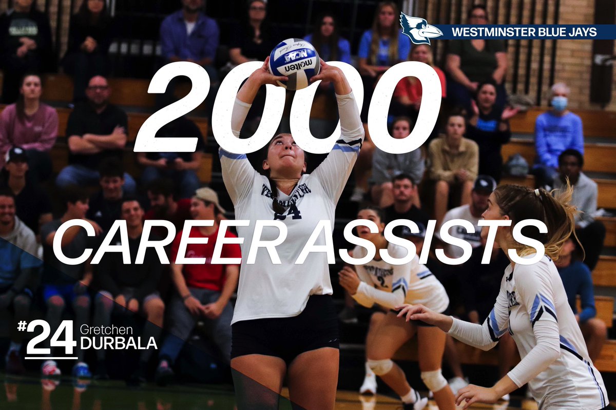 Congratulations to Blue Jay setter <a href="/GretchenDurbala/">Gretchen Durbala</a> who on her 8th assist of set one tonight recorded her 2,000th career assist! #Congratulations #LeaveALegacy