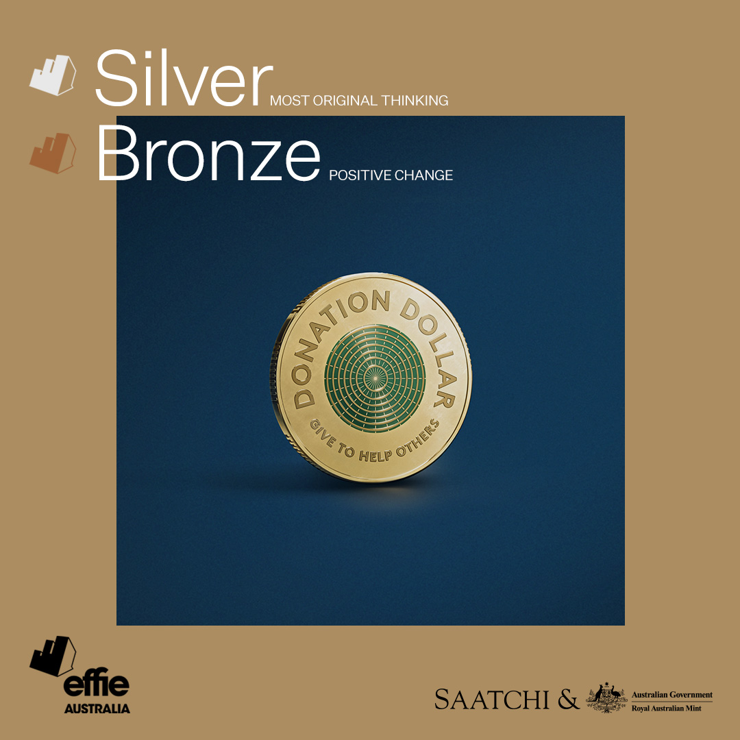 saatchiAU's tweet photo. Saatchi &amp; Saatchi is delighted to have won a SILVER Effie for Donation Dollar in the ‘Most Original Thinking’ category and a BRONZE Effie for Donation Dollar in the ‘Positive Change’ category. Congratulations to our partners at @RoyalAustMint and everyone involved. https://t.co/rhMiCWChaN