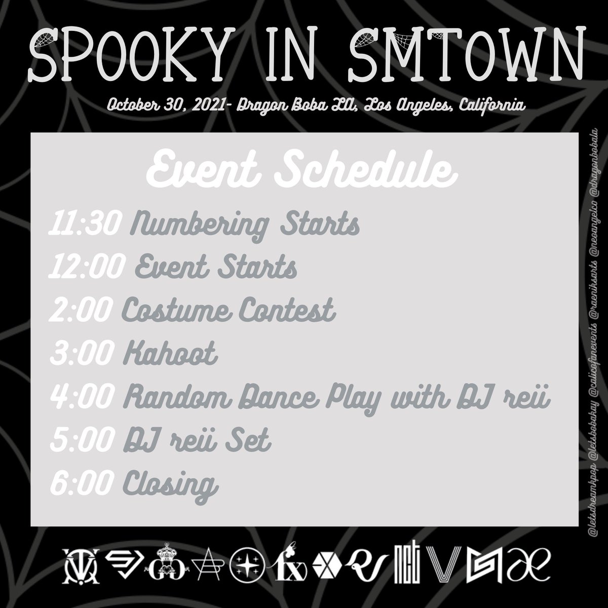 ForUniverseLA's tweet photo. 👻 Spooky In SMTown Event at Dragon Boba in LA👻 

Hello Twitter! I’m so sorry I neglected you! We’re collaborating with @letsbobakay on this SPOOOOOKY event. Come join us for a Spooktacular time!!! More info coming soon! 

#spookyinsmtown #letsbobakay #Calicofanevent https://t.co/y1RsN9nqC9