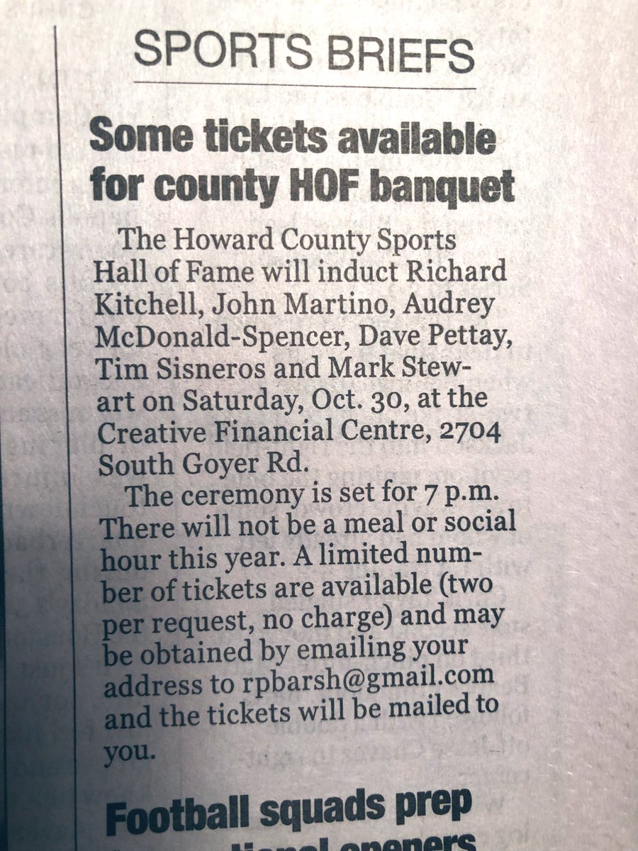 Our 2021 Hall of Fame ceremony is coming up Saturday 10/30. Plenty of tickets now being made available &amp; FREE. Reach out to Ron Barsh to join us!