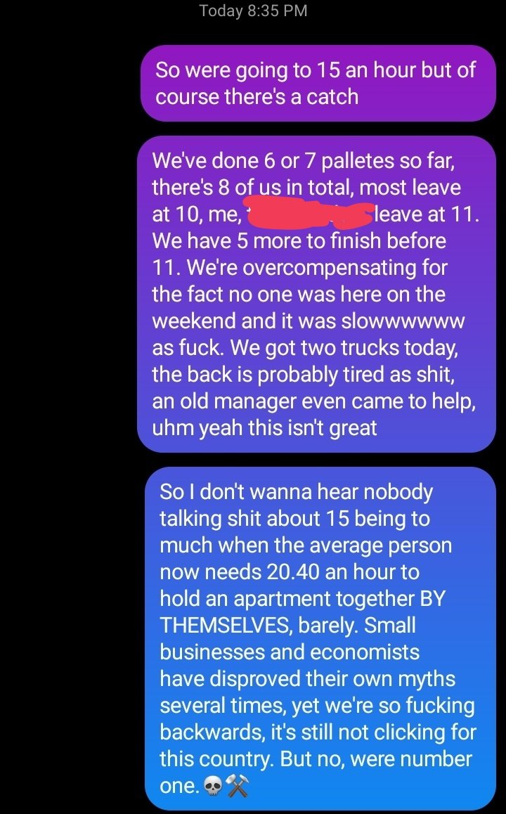 slabbydabby_'s tweet photo. I don't know how the major strikes aren't raising questions in our two party government either. We're heading towards collapse and i think that's one of the most painful things to admit for the white working class. We don't even see our own privilege, or have class consciousness. https://t.co/ikYPjKWopp
