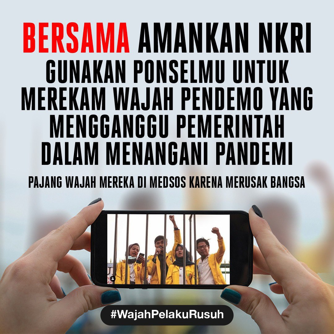 Ayo teman2, gunakan ponselmu untuk merekam wajah para pendemo yang ingin mengganggu pemerintah. 
Kita jangan diam saja!