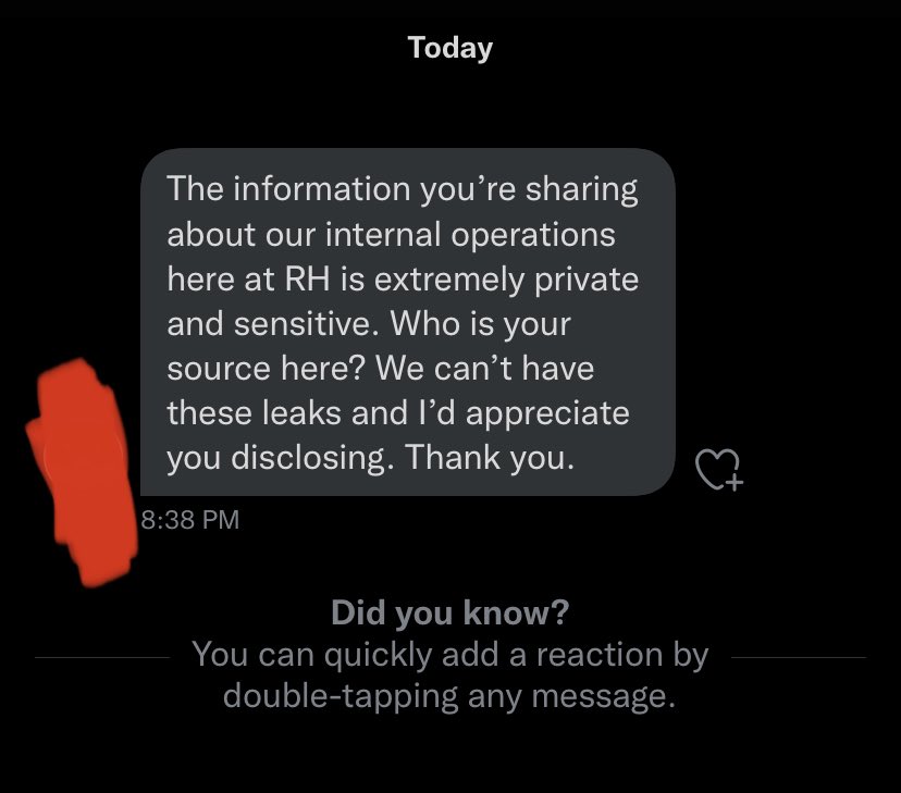 elethereum's tweet photo. Wow… You guys aren’t going to believe this. 

We just received this DM from someone *claiming* to work at Robinhood. We looked up their name on LinkedIn and it matches one of their executives. 

This once again confirms that what we’re reporting about #SHIB is accurate. https://t.co/C9EM7TLG7f