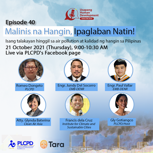 PLCPD1989's tweet photo. Lahat tayo, bata o matanda, mayaman o mahirap, apektado ng maruming hangin.
Samahan ninyo kami mamayang 9:00am para sa usaping malinis na hangin, at paano natin ito maipapaglalaban ito!
#MalinisNaHangin
#CleanAirMatters
#CleanAirForAll
#HanginNatin
#UsapangHumanDevelopment https://t.co/RnkxHuVQEm