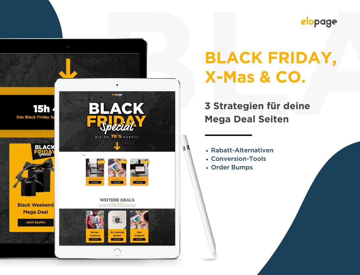 Black Friday, X-Mas &amp; Co. – 3 Strategien, um Deals zum Jahresendgeschäft up zu leveln!🔝

Mit der richtigen Optimierung deiner Verkaufsseiten und smarten Deal Kampagnen werden deine Mega Deals zum wahren Endjahres-Booster.💯

Erfahre mehr im Pro Webinar: bit.ly/3G0MrJU