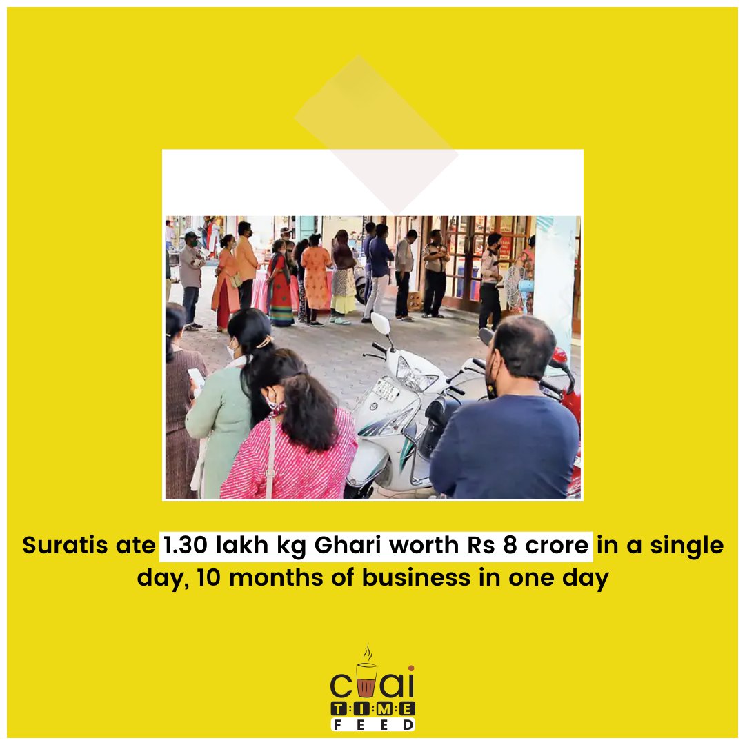 ChaiTimeFeed's tweet photo. In Surat, as much as is sold in 9 to 10 months, so much has been sold in a single day. 

#festival #culture #traditional #sweets #chandipadva #ghari #chndipadva2021 #chandipadwawishes #sweet  #surat #suratcity #citynews #suratnews #chaitimefeed https://t.co/RAuCAo39y3