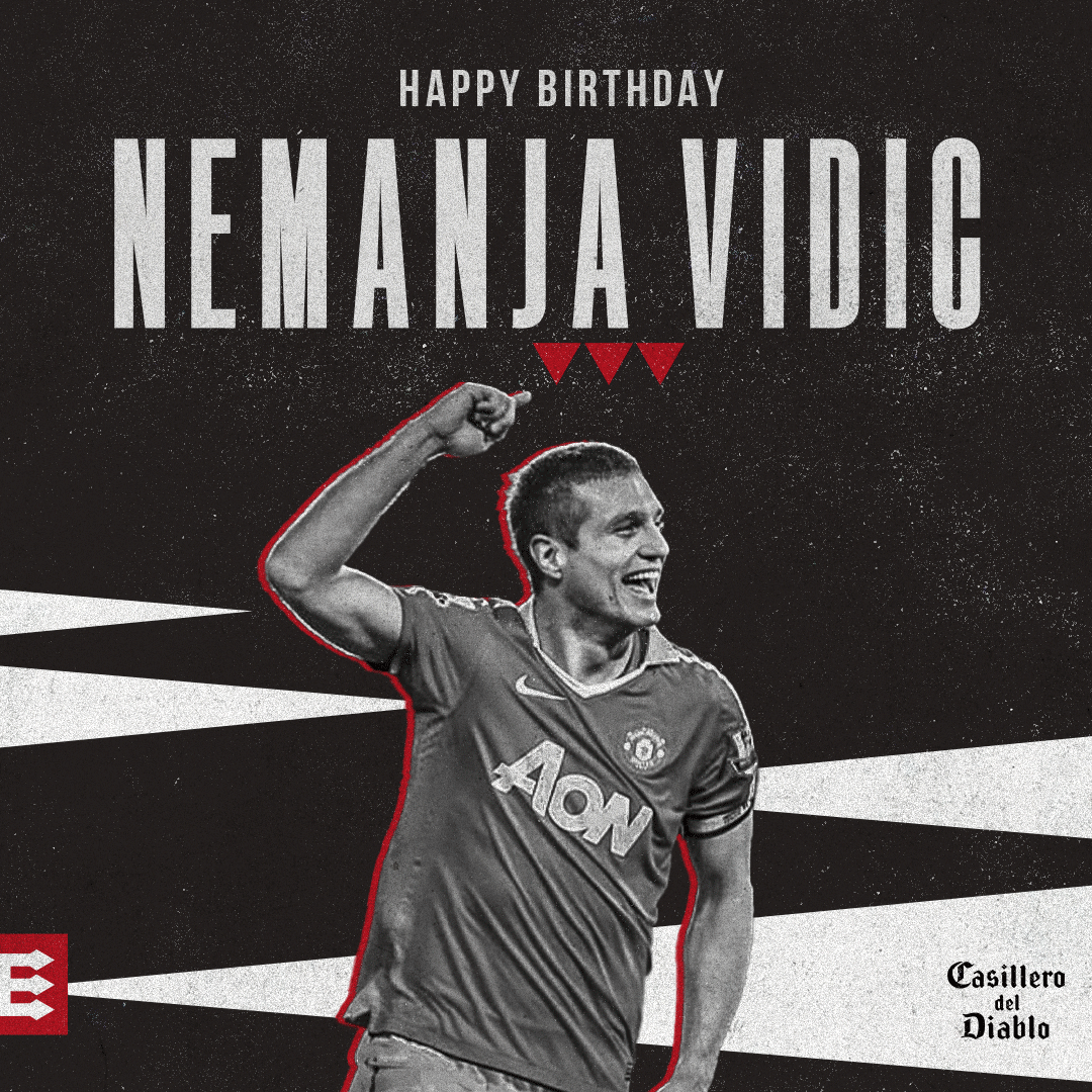 ManUtd's tweet photo. Have a great 𝟜𝟘𝕥𝕙 birthday, Nemanja 🇷🇸 💪 🥳

#MUFC | @CasilleroDiablo https://t.co/rlKvmIVrqr
