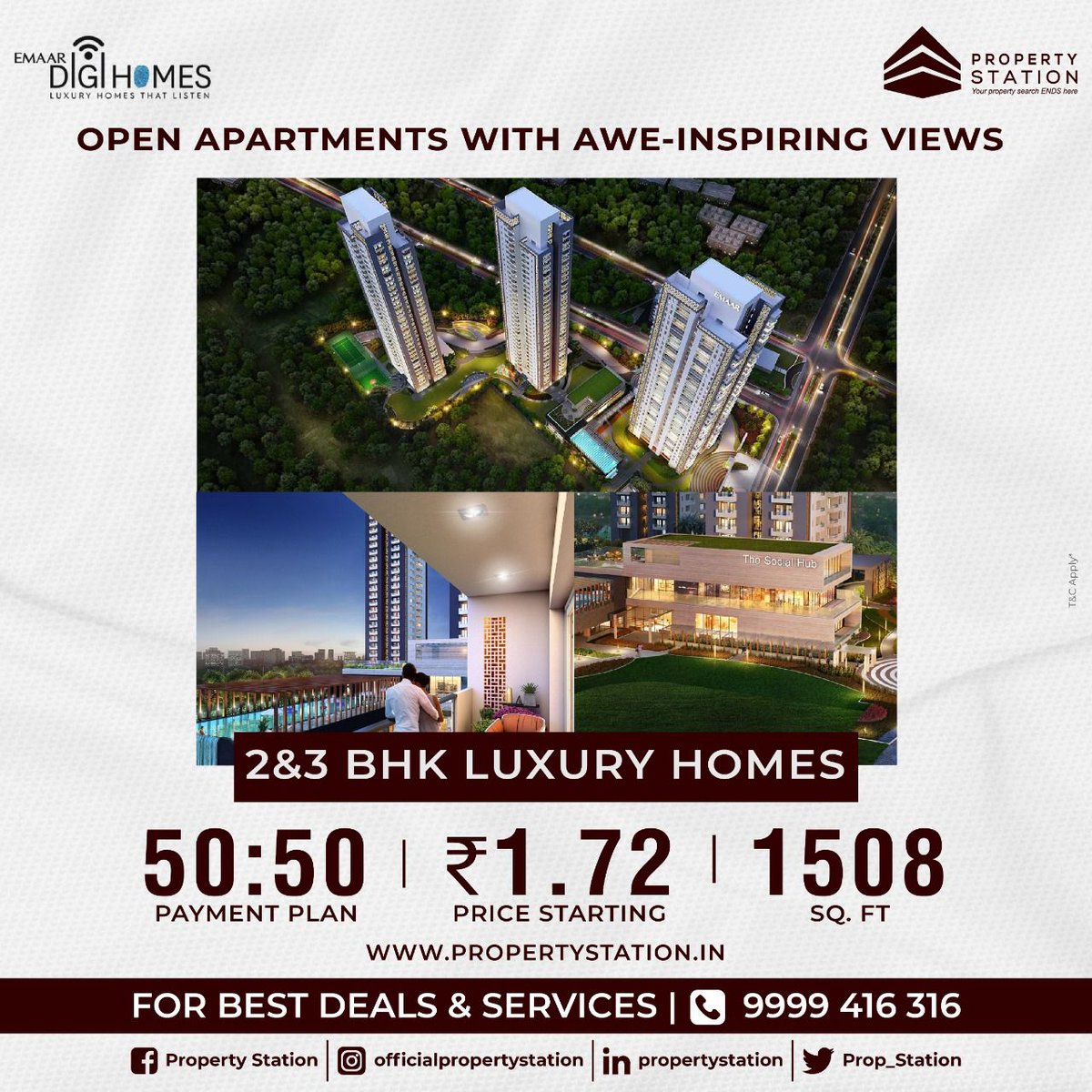 Prop_Station's tweet photo. Embrace A New Age Life...

Open Apartments with Awe-Inspiring Views with World Class Amenities.

2/3 BHK Residences.

Located in Sector 62 Gurgaon

Ready to expand to a new location?  📞 9999 416 316

#PropertyStation #Emaar #DigiHomes #RealEstate #Investment https://t.co/hfCWqxgTBg