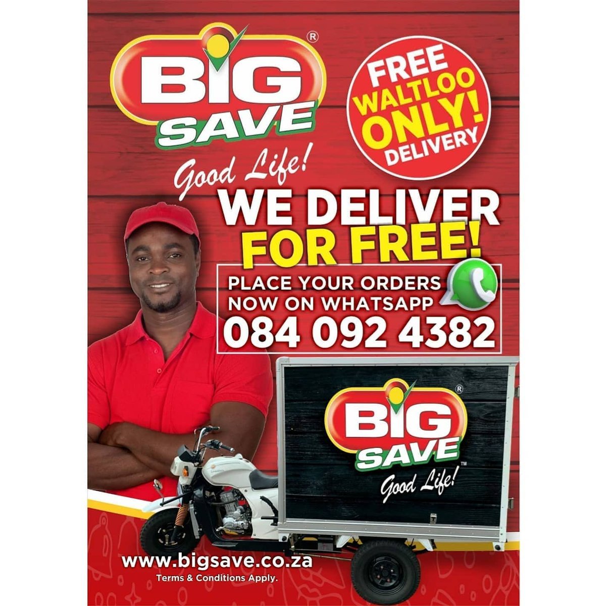 Big Save Waltloo now delivers
Place your order and get it delivered straight to your door

For more information contact 084 0924 382

Please note that it is only available at Big Save Waltloo and we only deliver within a 15km radius.
#freedelivery #waltloo