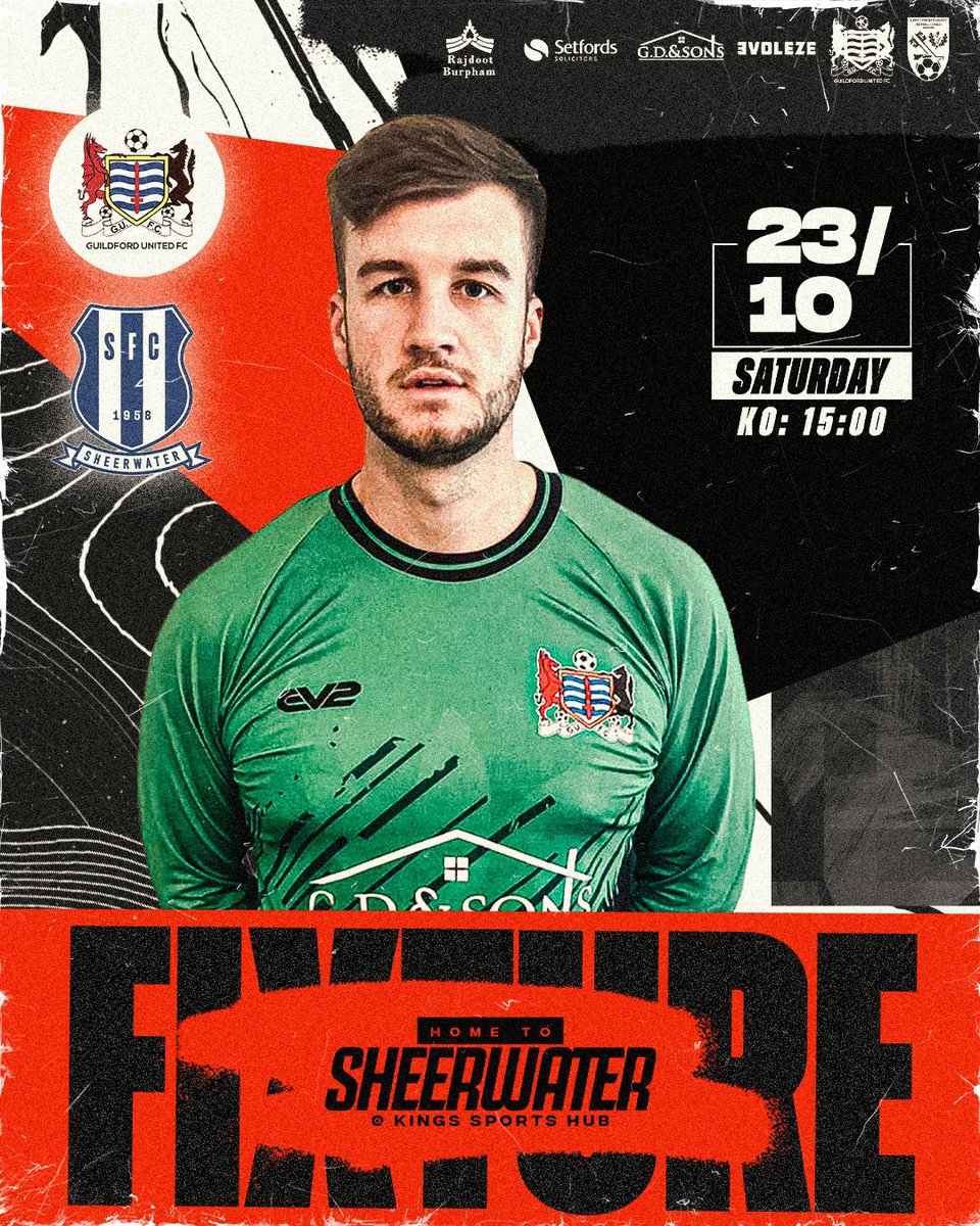 GuildfordUnited's tweet photo. ⚽️THIS WEEKEND⚽️
1st Team host @Sheerwaterfc Res in the @surreyfa county cup 1st round 3pm ko
Res make their 1st ever visit to @afc_rh94 Res in the @SurreyWestern 2pm ko
U21’s host @MUJFC_Official Dev in the @GWALeague Div 1 clash. 2pm ko
#dootarmy🔶⚫️🔶⚫️ https://t.co/UagwzeOurn