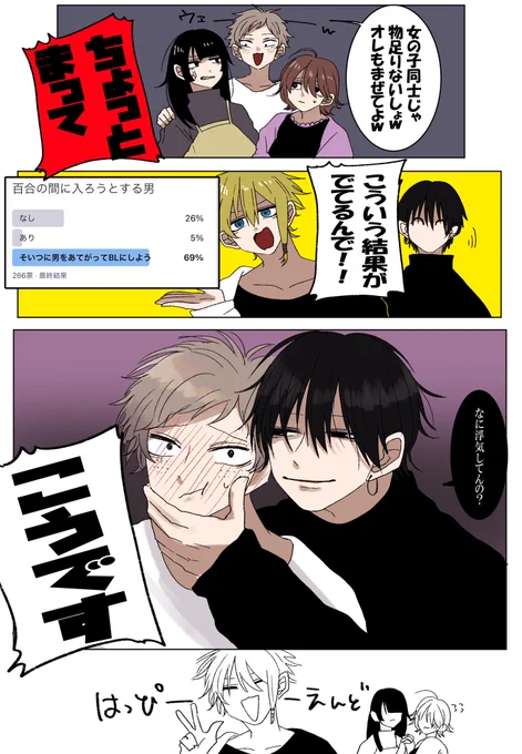 百合の間に入ろうとする男【結果】 