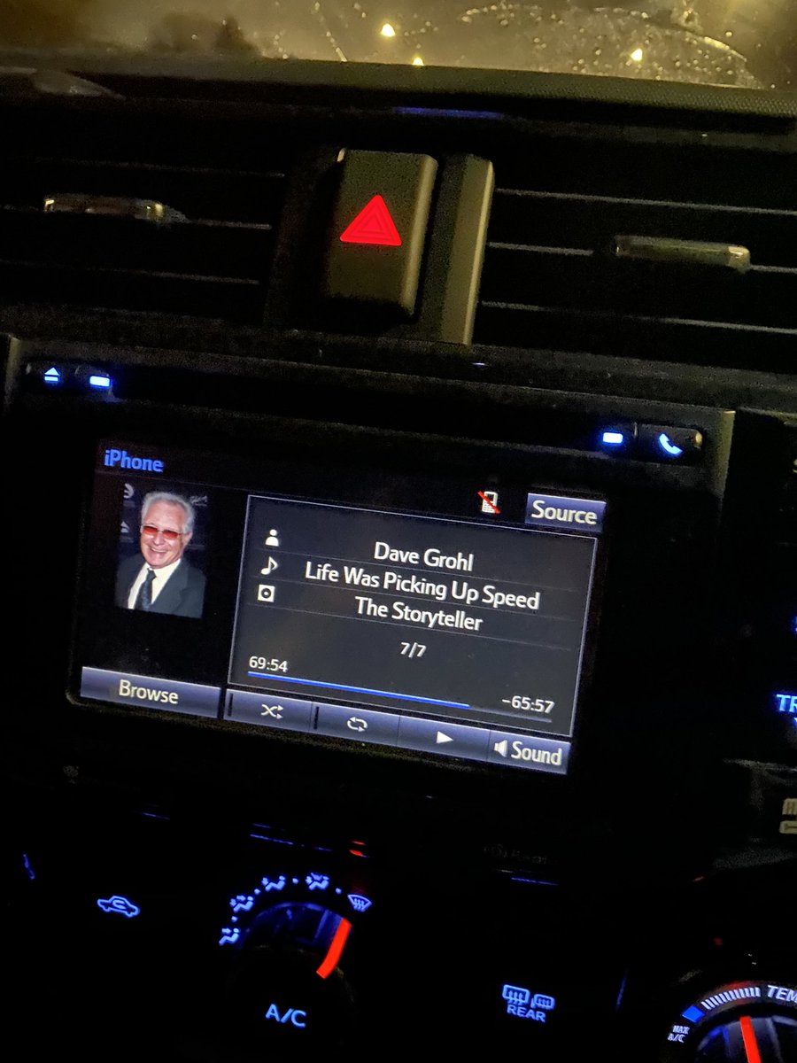 CatieCait's tweet photo. Listening to Dave’s new book and dying at the author pic my truck paired up with it. Dave, you’ve changed my man!! 😂😂 @foofighters https://t.co/zdaG2BK45T