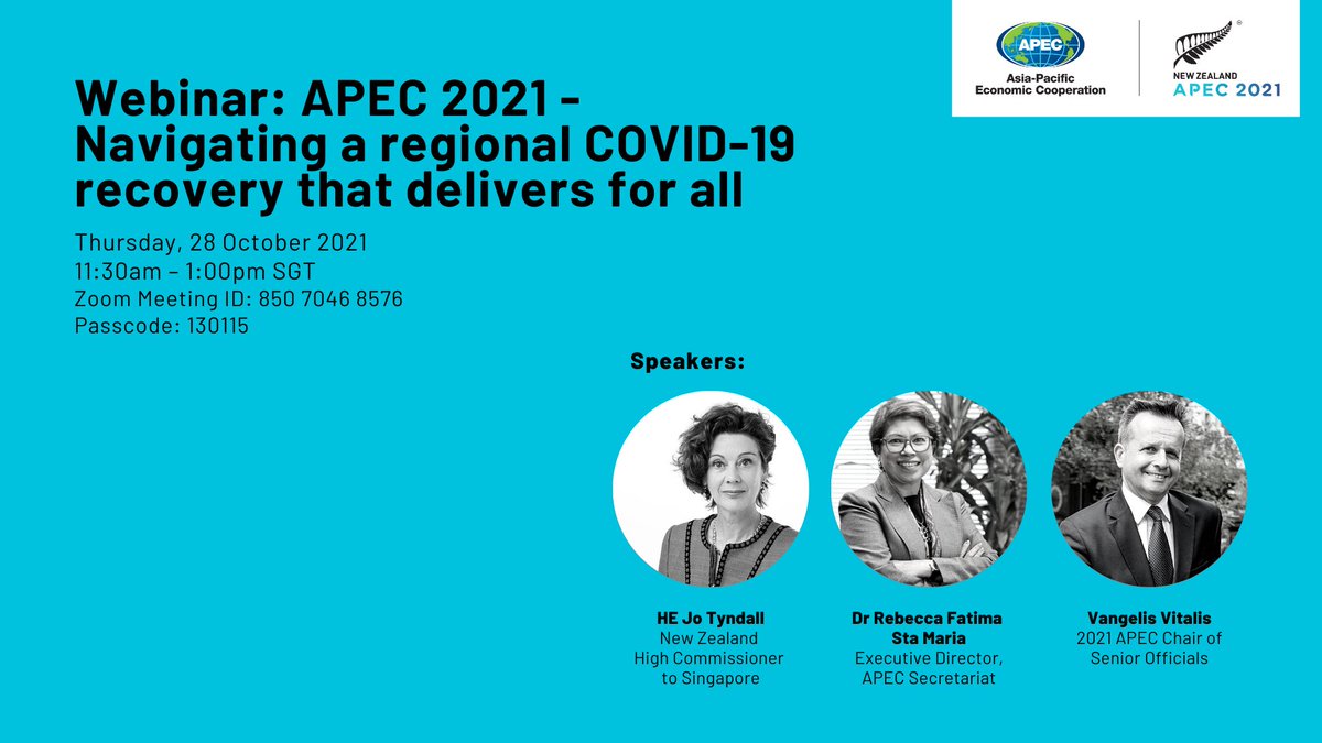 APEC Secretariat (@apec) on Twitter photo Join <a href="/Rebecca_APEC/">Rebecca Fatima Sta Maria</a>, <a href="/JoTyndallNZ/">Jo Tyndall</a> and <a href="/VangelisVNZ/">Vangelis Vitalis</a> at this live webinar next Thursday, 11.30am SGT. The speakers will be discussing #APEC's role in facilitating a sustainable, inclusive and resilient recovery from the pandemic. More details below. 👇 See you online! #APEC2021 Join <a href="/Rebecca_APEC/">Rebecca Fatima Sta Maria</a>, <a href="/JoTyndallNZ/">Jo Tyndall</a> and <a href="/VangelisVNZ/">Vangelis Vitalis</a> at this live webinar next Thursday, 11.30am SGT. The speakers will be discussing #APEC's role in facilitating a sustainable, inclusive and resilient recovery from the pandemic. More details below. 👇 See you online! #APEC2021