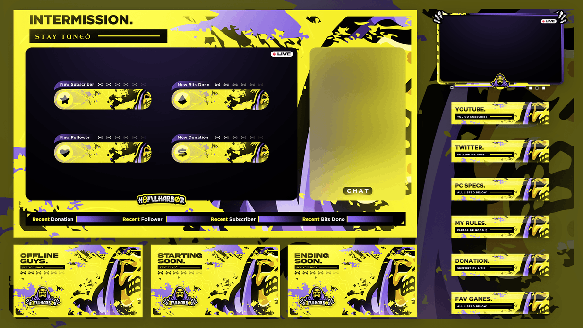 Nalad97's tweet photo. Static stream package I did for @H8fulHarbor

Support always appreciated💛💀 https://t.co/LAS3waEaeP