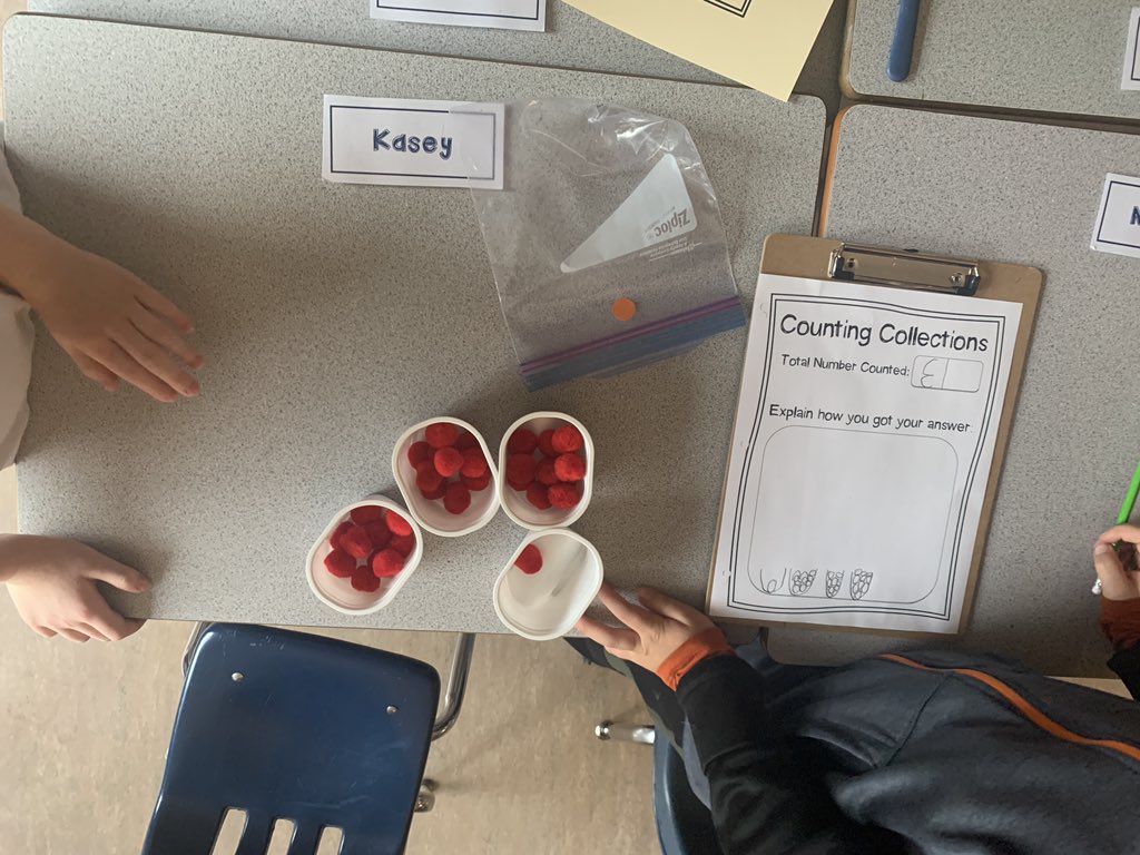 Flying_Key's tweet photo. #CountingCollections ftw! Such great math language and sustained engagement. Wish I had a photo of one group’s 8 cups of 5 pompoms 🤩 #thisisGrade1 #sd33learns https://t.co/QakU99JUER