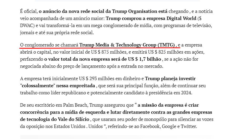 bielconn's tweet photo. 🚨 - Trump anuncia finalmente sua nova rede social. agora sim 😎🍿 

Trump Media, tic tac twitter e facebook 😎 https://t.co/dHqbKfJfsT