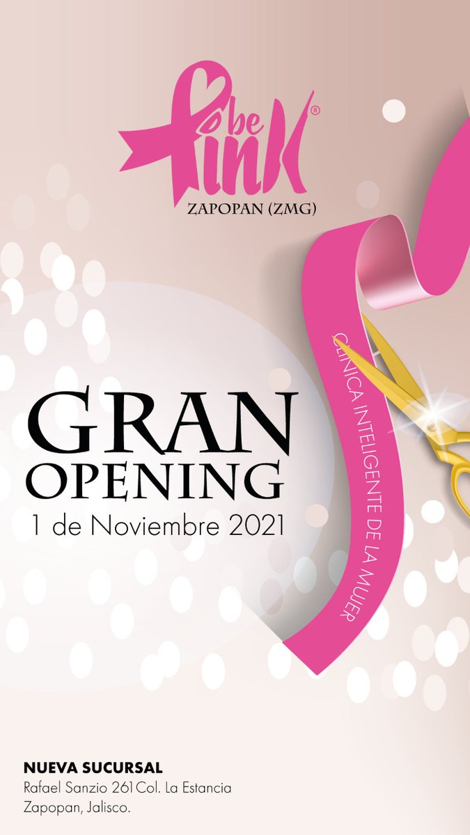 bepinkmexico's tweet photo. ¡Chicas de Zapopan!, queremos contarles una ¡Excelente noticia!.
Pronto estaremos para ustedes con todos los servicios y beneficios de BePink. ¡Te esperamos a nuestro GRAN OPENING que será el 1 de noviembre del 2021!.

Av Rafael Sanzio 261, La Estancia, 45030 Zapopan, Jal. https://t.co/Tc77fzA1py