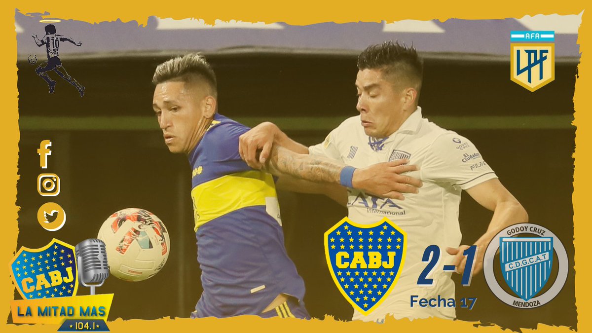 lamitadmas104's tweet photo. 📌Boca ganó un partidazo en una Bombonera tan protagonista como en sus mejores momentos.

🤼El Tomba convirtió el primero y ganaba la mitad pero a Fabra, Almendra y Vázquez no les importó y dieron vuelta el resultado en el final de la primera parte.

#LaMitadMas104 #DiegoEterno https://t.co/kFtmil2Chx