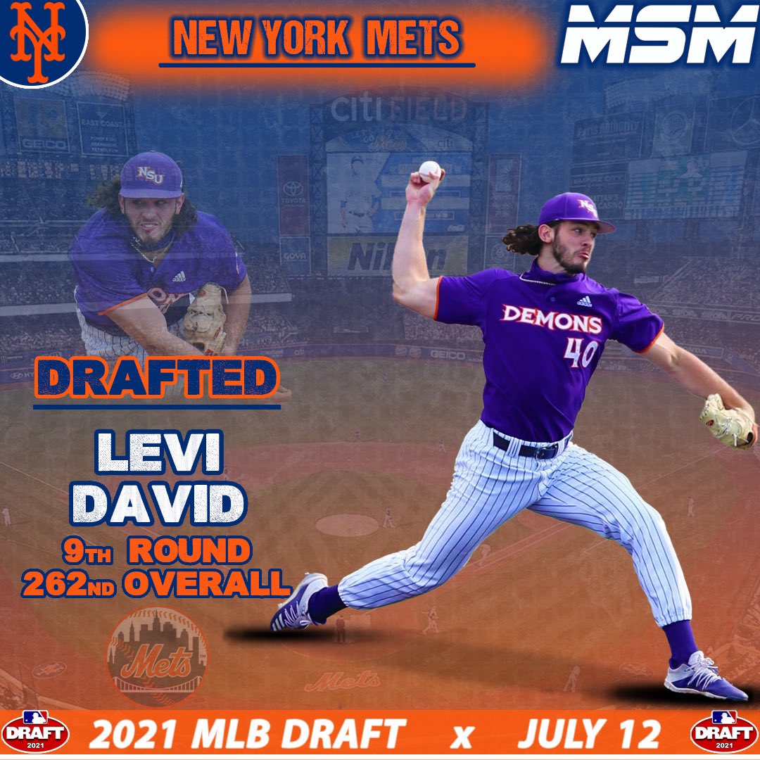 MSMsports's tweet photo. Had a fantastic night w/ @Mets client RHP  @levidaviddd ! Drafted in ‘21, after an outstanding 104K in 61 IP at @NSUDemonsBSB in the spring! Even more impressive ➡️ Levi GRADUATED with a 4.0 GPA in college! 🔥🔥🔥
#LGM
#msmfamily https://t.co/MsxyT5zdF5