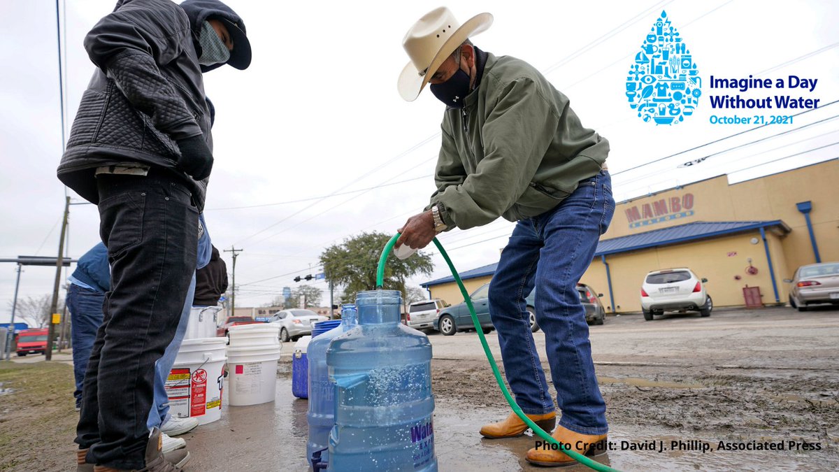 Most Texans don’t have to #ImagineADayWithoutWater. #WinterStormUri left two-thirds of Texans without clean, drinkable water. Water disruptions lasted days, weeks, and in some cases months. bit.ly/3ncttav  <a href="/ValueofWater/">Value of Water</a> <a href="/USWaterAlliance/">US Water Alliance</a> <a href="/txwater/">Texas Living Waters</a>  #ValueWater
