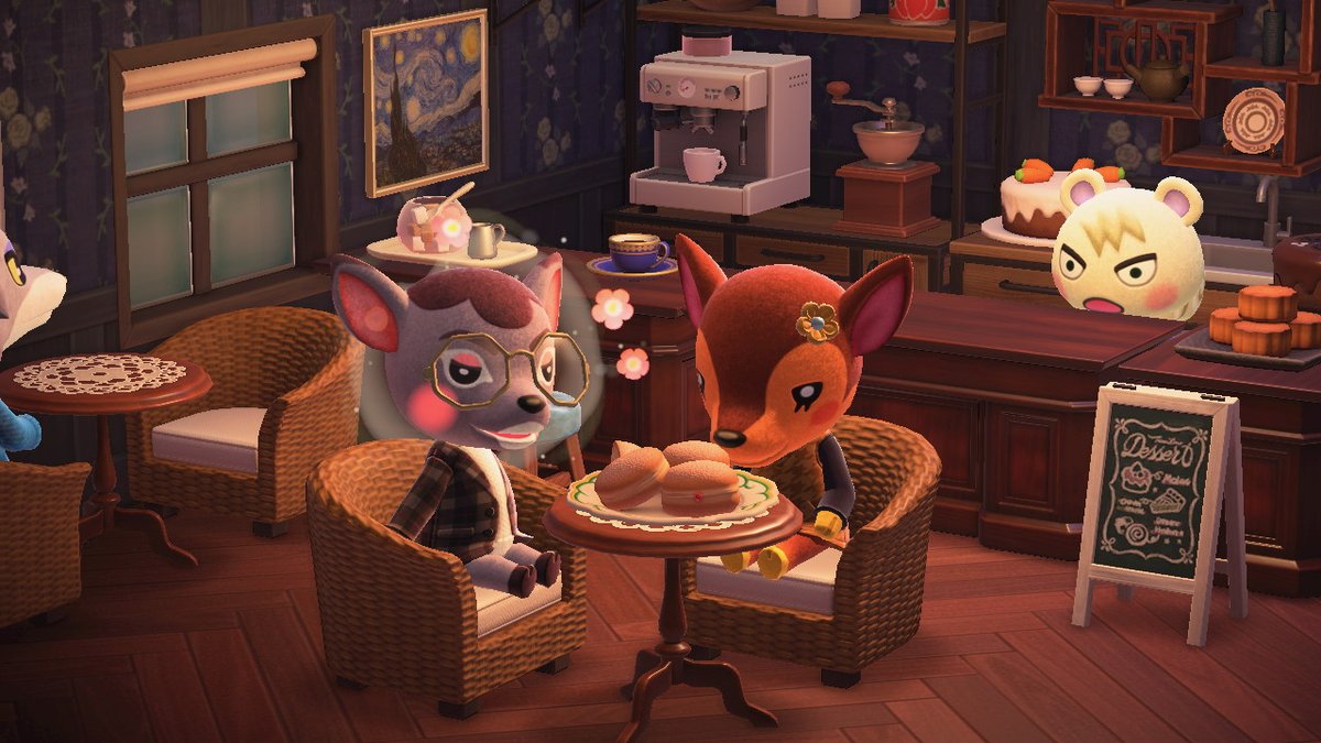 CrossingCalico's tweet photo. are deirdre and fauna... on a date??
I ship the heck out of these two cuties
marshal's cafe has the best sweets, too bad the owner can't help but be nosy lol 
 #AnimalCrossing #ACNH #NintendoSwitch https://t.co/YBSN6qsH8p