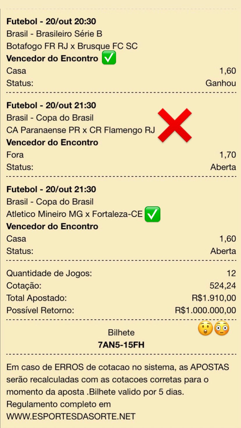 Tips_br on X: E o Flamengo que tirou 1 MILHÃO desse cidadão aqui! 👇🏻😳😲  Será que ele vai ter pesadelos? 🤦🏻‍♂️😩 Azarado ou burro de não ter feito  a proteção?  /