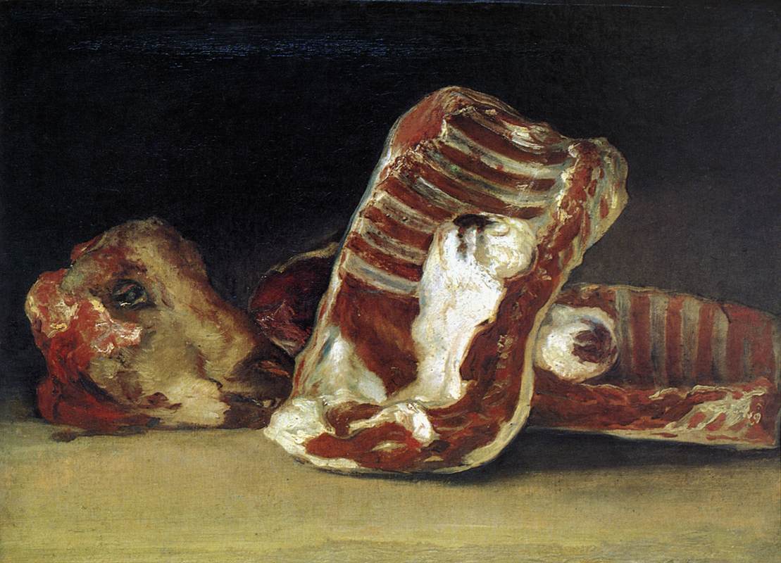 artistgoya's tweet photo. Still life of Sheep's Ribs and Head - The Butcher's conter, 1812 #franciscogoya #romanticism https://t.co/cNWbWbDuw9