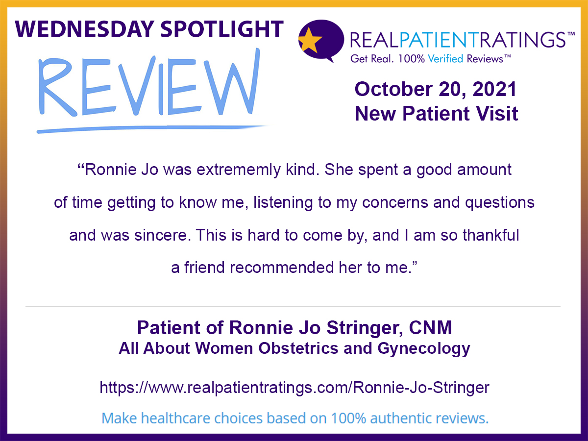 RealPatients's tweet photo. https://t.co/YOSoh05wYw
WEDNESDAY SPOTLIGHT REVIEW

Patient of Ronnie Jo Stringer, CNM
All About Women Obstetrics and Gynecology

https://t.co/BTHlLcyMTy

#healthcare #medical #doctors #patientcare #health #review #medicine #patientreview #hospitals #personalhealth #reviews https://t.co/0PjMxeRQqg