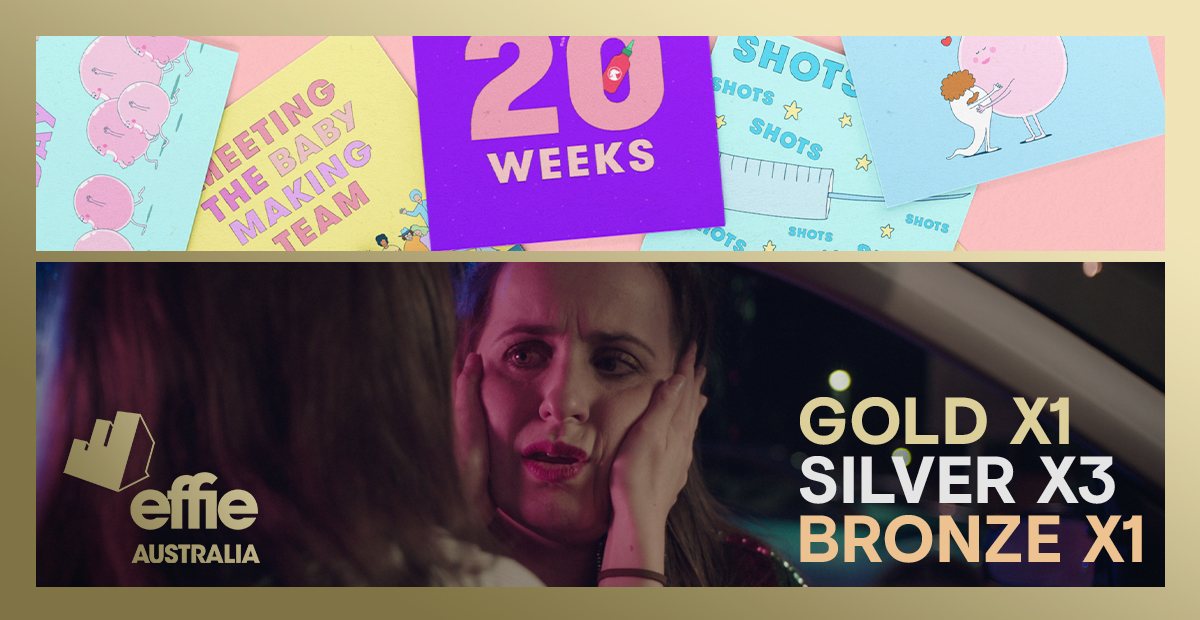 What the Effie! Our @GeneaFertility ‘Where Babies Come From’ won gold &amp; two silvers at <a href="/AdCouncilAus/">Advertising Council Australia</a>’s 13th Annual Australian Effie Awards. Plus silver &amp; bronze for <a href="/RACQOfficial/">RACQ</a> ‘Distracted Drivers’. Thanks to our brilliant team &amp; clients. What an honour! bit.ly/3pltyeM