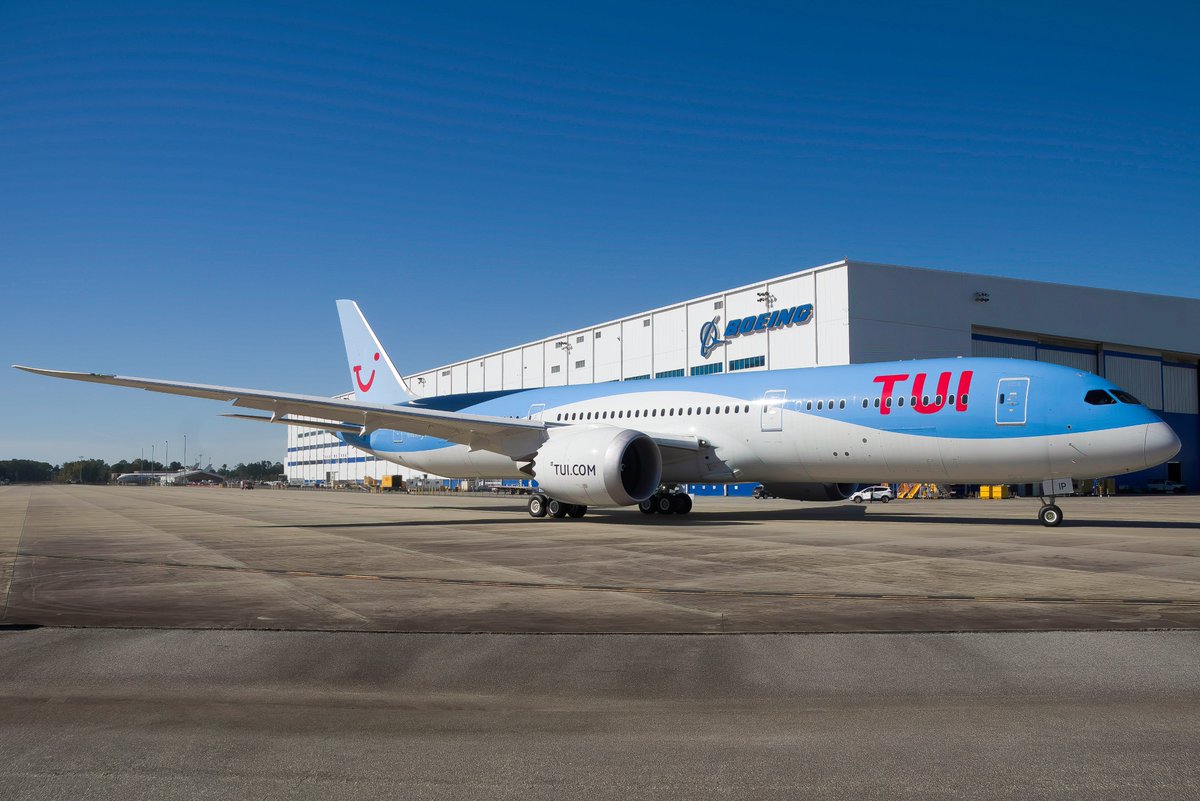 TUI's brand new Boeing 787-9 Dreamliner G-TUIP departing the Boeing facility on its B1 flight as BOE979 this morning. #TUI #TUIUK #Boeing #Dreamliner #Aviation #Avgeek #Planespotting #UKAviation