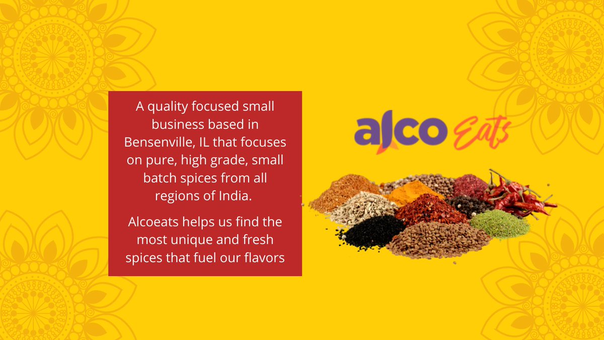 eatbhoomi's tweet photo. We'd like to introduce one of our partners: Alco Eats! Their focus is pure, high grade, small batch spices from all regions of India.

We source our premium ingredients from small local businesses for the highest quality!

#indianfood #chicagodesi #chicagofoodie https://t.co/j9wVnO3wyw