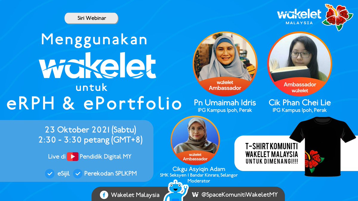 PendidikDigital's tweet photo. 🌊Menggunakan @wakelet untuk eRPH &amp; ePortfolio | Siri Webinar WakeletMY #10 2021🇲🇾
b'sama Pn @Umai_Idris &amp; Cik @Cheilie1

Mod: Cg @CounselorMy 
 
📅23 Okt 2021 (Sabtu)
🕰2:30-3:30 ptg (GMT+8)

🔗https://t.co/5EA9GUqDjU

✅eSijil
✅SPLKPM

 #WakeletMY #WakeletWave #WakeletPD https://t.co/NE8KF3IIii
